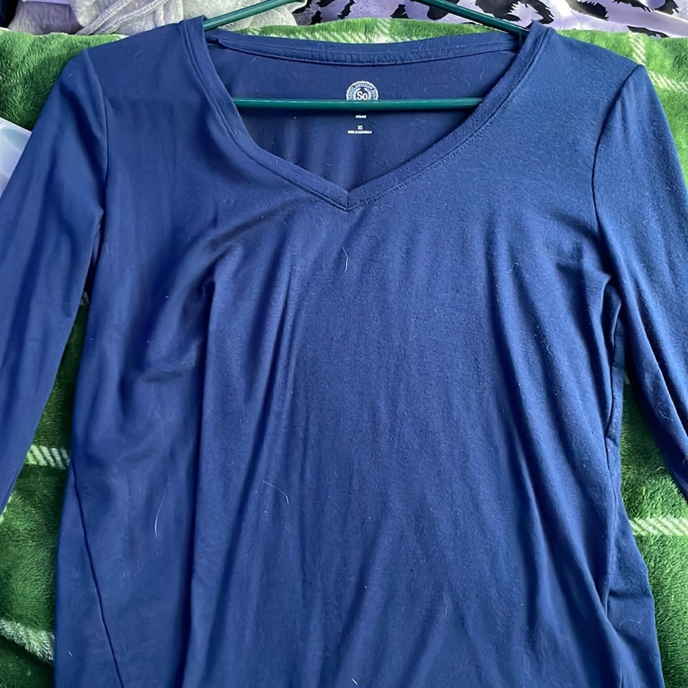 navy blue long sleeve, size extra small, brand: SO